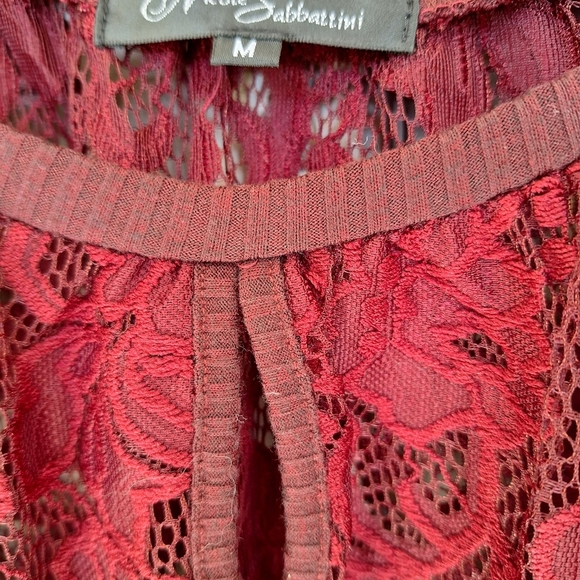 Nicole Sabbattini Elegant Lace Women's Top in Burgundy SzM - Picture 5 of 9